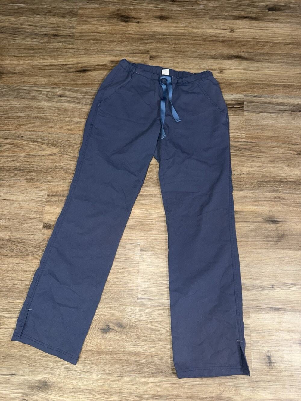 FIGS Yola Skinny Scrub Pants Women’s Small S Navy Blue Yoga Waist Side Slit